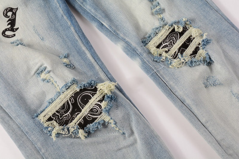 Letter Embroidery Jeans